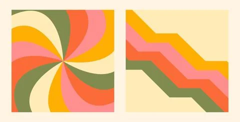 1970 retro seamless pattern. 70s hand-Drawn vector Illustration groovy Stock Illustration