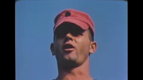 1970 - In their final week at Parris Island, South Carolina, the recruits Video stock 143843102