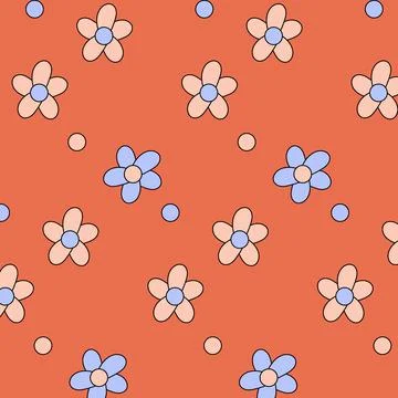 1970 trippy pattern daisy Stock Illustration