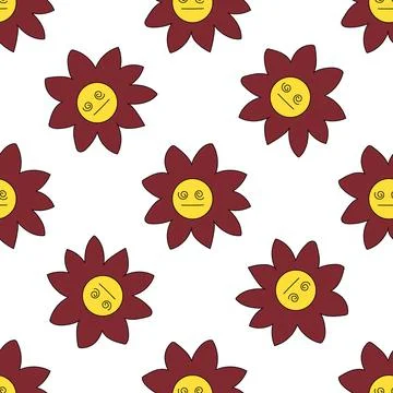 1970 trippy pattern daisy Stock Illustration