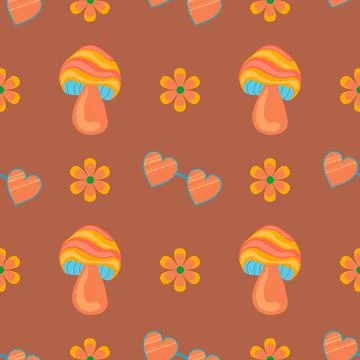 1970 vibe boho style vector seamless pattern Stock Illustration