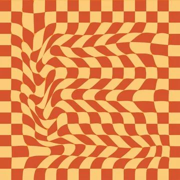 1970 Wavy Swirl Seamless Pattern in Orange and Pink Colors. Seventies Style,  Illustrazione stock
