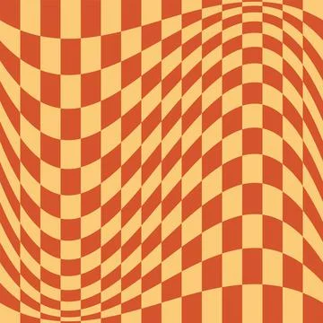 1970 Wavy Swirl Seamless Pattern in Orange and Pink Colors. Seventies Style,  Illustrazione stock