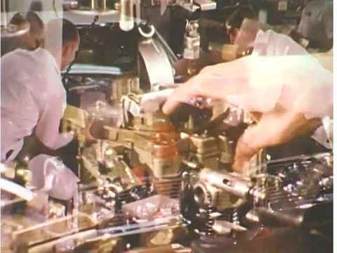 1970s _ Research is conducted on internal combustion gasoline engines, and the Stock Footage