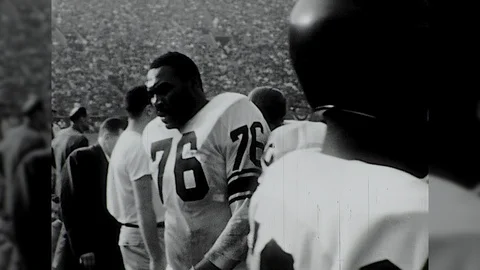 1970s African American Black Man Football Player American Vintage Old Film Movie Stock Footage