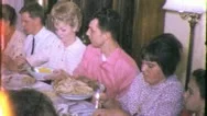 1970S American Family At Table Thanksgiving Dinner Meal Vintage Film Home Movie  Stock Footage