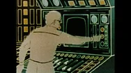 1970S: Animation Of Astronauts In Space Station, Space Station Communications. Stock Footage