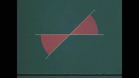 1970s: Arrow and protractor appear at vertex and highlight degrees. Lines and Stock Footage 189944353