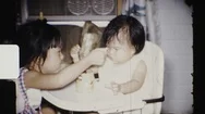 1970S Asian American Baby Sister Little Girls Family Vintage Old Film Home Movie Stock Footage