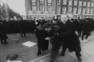 1970S Black And White Footage Of People Protesting The Vietnam War And Being Stock Footage