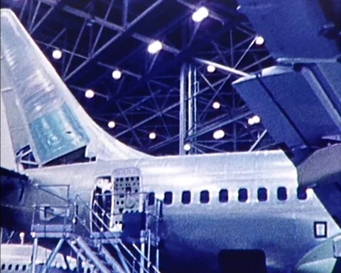 1970s: BOEING 737 FACTORY - RENTON, WASHINGTON  Stock Footage 105489007