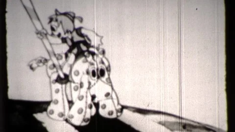 1970s Calico Boy Patchwork Cow Cute Funny Cartoon Character Vintage Film Movie Stock Footage 285993514