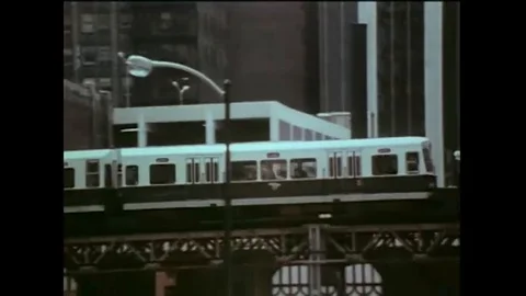 1970s, Chicago's intermodal station allows commuters quick transition from Stock Footage 124161135