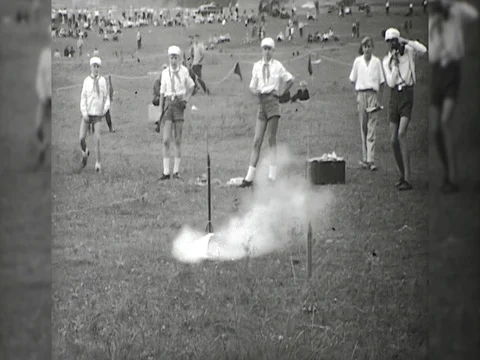 1970s Children's Science Club USSR Launch Space Rockets Vintage Retro Film Movie Stock Footage