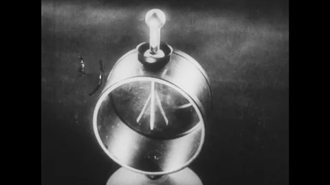 1970s: Electroscope moves as rods approach its surface without actually touching Stock Footage 75142323