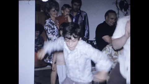 1970s Family DANCE PARTY Happy People Kids DANCING Vintage Film Home Movie Stock Footage