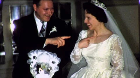 1970s Funny Bride and Groom KISS Cut Stock Video Pond5