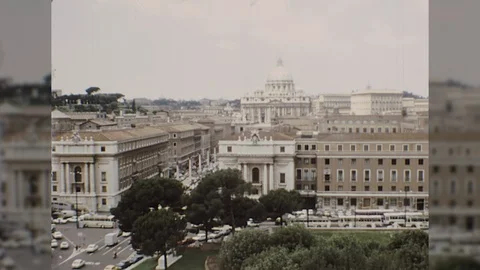 1970s Hadrian’s Mausoleum Vatican Rome Tiber Italy Vintage Film Home Movie Stock Footage