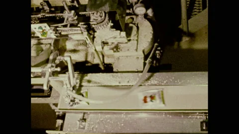 1970s: Hands assembling TV. Hand making circuit board. Man by loom. Shots of Stock Footage 151046210