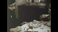 1970S: Jewish Family Dips Bread Pieces Into Small Bowl And Eats. Family Sits At Stock Footage