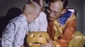 1970s Kids Children Halloween With Dad Father Pumpkin Vintage Film Home Movie HD Footage