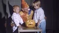 1970s Kids Children Halloween With Dad Father Pumpkin Vintage Film Home Movie HD Footage