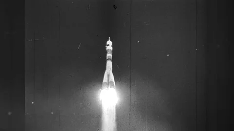 1970s Launch Spaceship Blastoff Rocket Soviet Space Program Vintage Film Movie Stock Footage