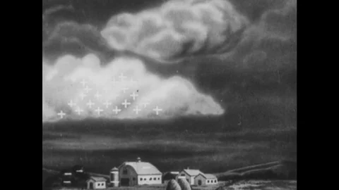 1970s: Lightning strikes from positively charged cloud. Stock Footage 75145251