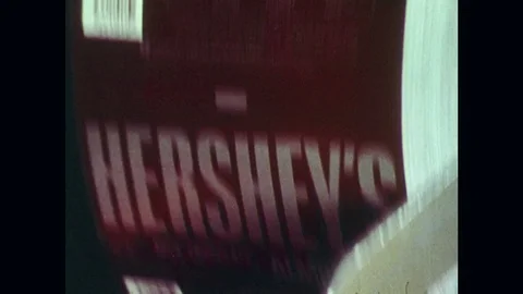1970s: Machine packages finished Hershey's bars. Stock Footage 74921871