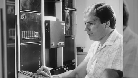 1970s Mainframe IBM RETRO Programer Operator Vintage Film Old Industrial Movie Stock Footage 87292345