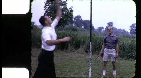 1970s Men Play Tetherball Pole Ball Game Amateur Sport Vintage Film Home Movie Stock Footage 58716249