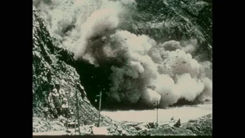 1970s: Mining montage: drilling, exploding, excavating, drill bits, rocks, ore, Stock Footage 208858036