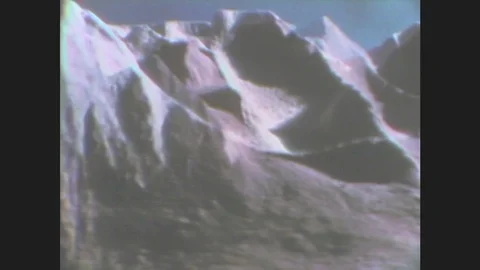 1970s: Model of the surface of Mars, Valles Marineris, canyon. Martian surface. Stock Footage 86301143