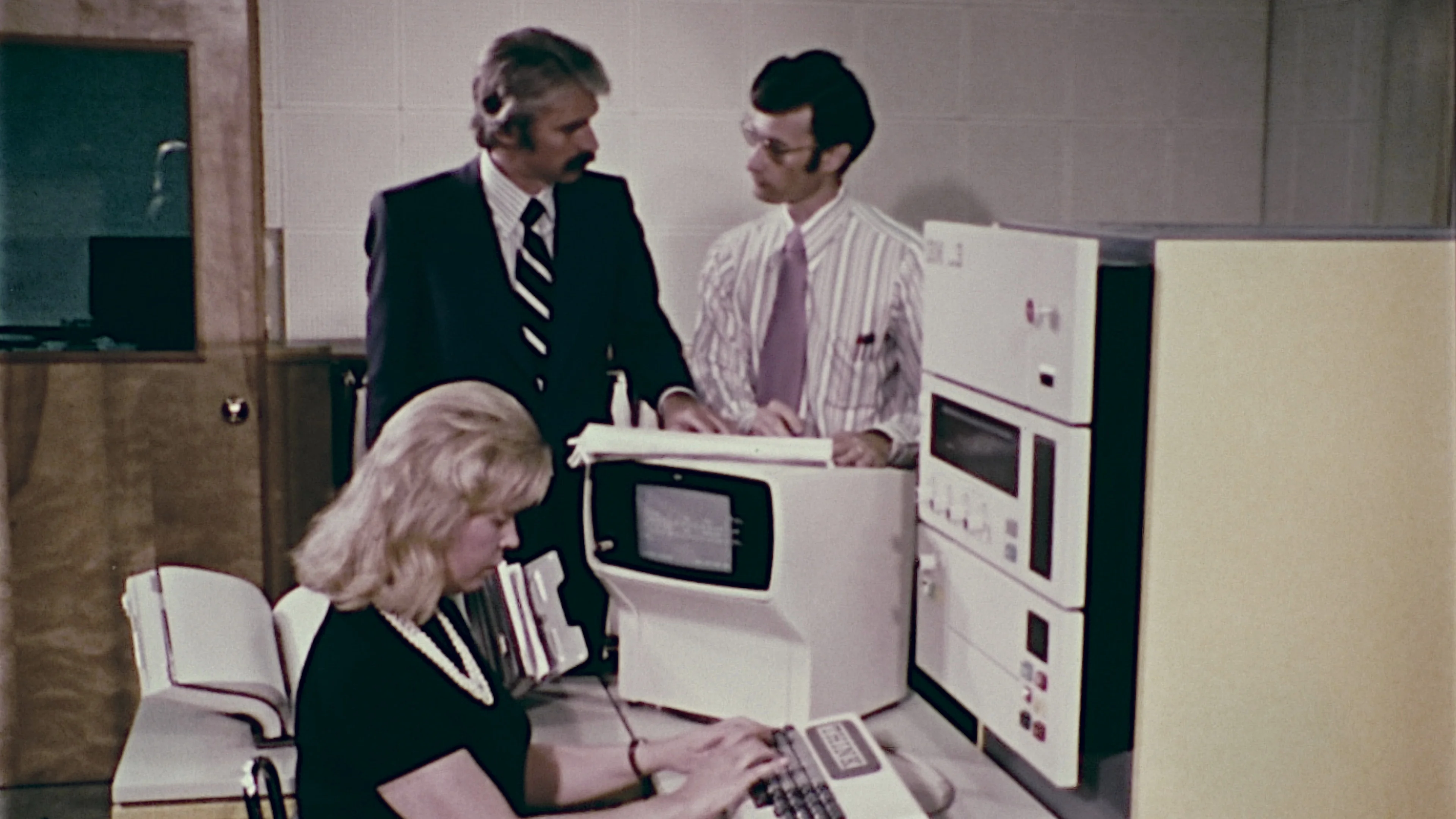 1970s OFFICE STAFF IBM RETRO COMPUTER Ne... | Stock Video | Pond5