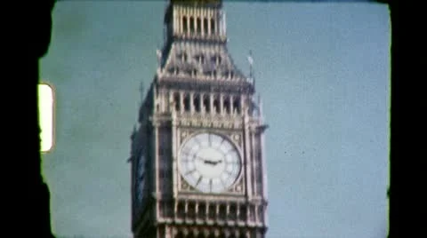 1970s People BIG BEN Tower LONDON Street Scene Traffic Vintage Film Home Movie Stock Footage