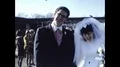 1970s People THROWING Rice Shower on Groom WEDDING Bride Vintage Film Home Movie HD Footage