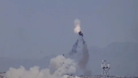 1970s Pilot Jet Ejects Ejection Seat Parachute Slow Motion Vintage Movie Film Stock Footage 83906456