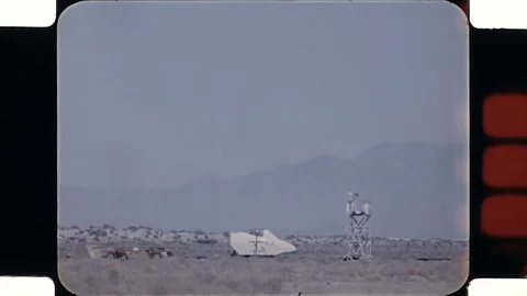 1970s Pilot Jet Ejects Ejection Seat Parachute Slow Motion Vintage Movie Film Stock Footage 83908741