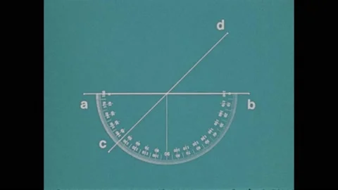 1970s: Protractor appears over intersected lines. Highlight appears over 45 Stock Footage 232181724