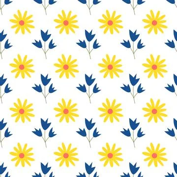1970s Retro Daisy Seamless Pattern Stock Illustration