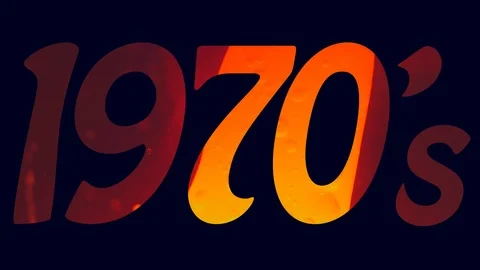 1970's seventies title logo animation with a blue background and an orange la Video stock 108323402