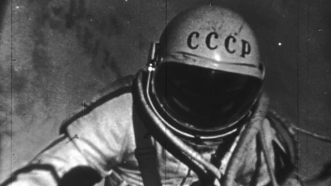 1970s Soviet Cosmonaut Astronaut Above Earth Space Program Vintage Film Movie Stock Footage