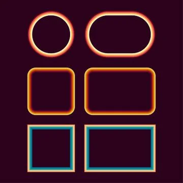 1970s Style Museum Picture Frames Vector Set. Trendy 1970s, Old Fashioned Art Stock Illustration