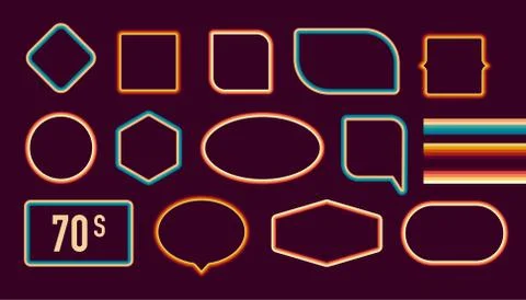 1970s Style Museum Picture Frames Vector Set. Trendy 1970s, Old Fashioned Stock Illustration