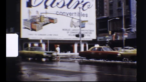 1970s Times Square Broadway Manhattan New York City NYC Vintage Film Home Movie Stock Footage