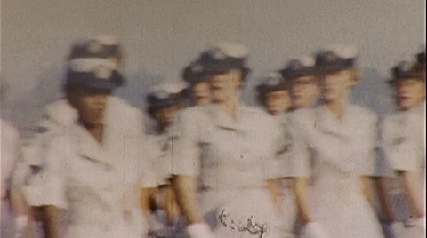 1970s USA Female Soldier March WOMEN Vietnam MARINES Vintage Old Film Home Movie Stock Footage