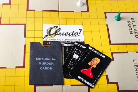 1970;s version of Cluedo (UK version of Clue) at the end of the game. Stock Photos