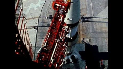 1971 NASA APOLLO 15: Cape Canaveral initial lift off Stock Footage