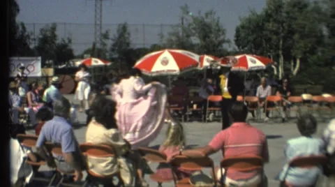 1972: people enjoying an awesome dance performance by two GRAND CANYON, ARIZONA Stock Footage
