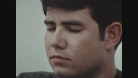 1972 - A polygraph test is administered at a US Army crime lab. 動画素材 120207093